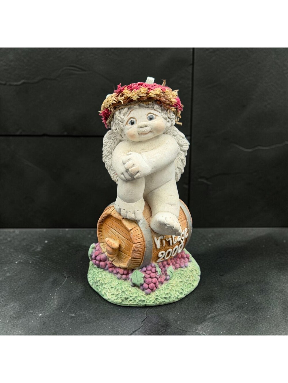 Vtg. Dreamsicles Vintage 2000 Cherub Angel on Wine Barrel Figurine 11089
